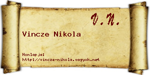 Vincze Nikola névjegykártya